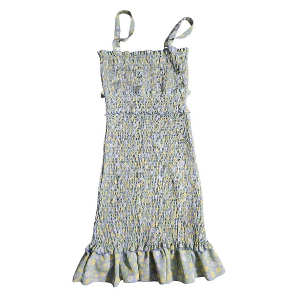 Love Tree Floral Mini Dress Sz Small Stretchy Ruffle Hem Summer Dress Adj.Straps - Picture 2 of 8